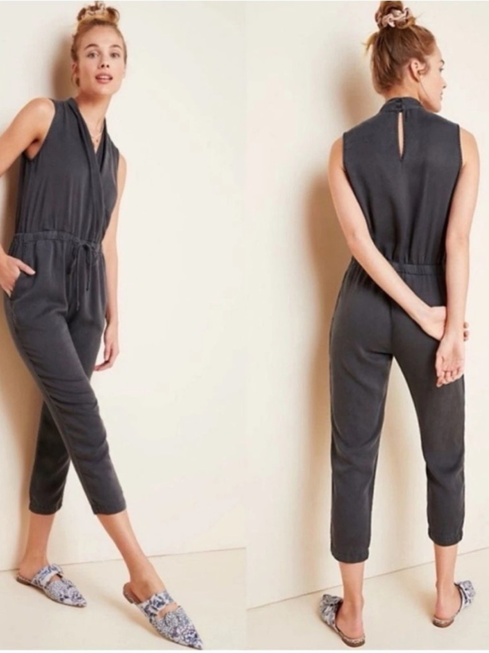 cloth & stone Sleeveless Charcoal Drawstring Jumpsuit